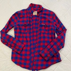 Womens Hollister Plaid Button Up